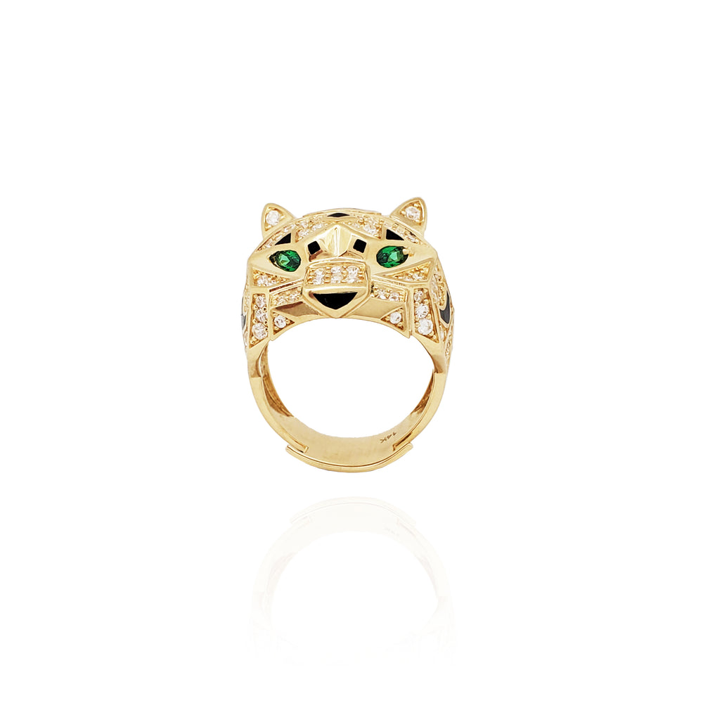 Iced-Out Poly-Leopard Ring (14K)
