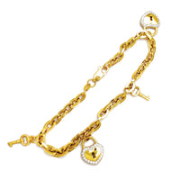 Love Lock & Key Cable Bracelet (14K) Popular Jewelry New York