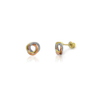 ട്രൈ-കളർ ലവ് നോട്ട് സ്റ്റഡ് കമ്മലുകൾ (14 കെ) Popular Jewelry ന്യൂയോർക്ക്