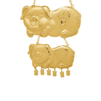 [6 inch] Lucky Pigs Wedding Bridal Necklace (24K)