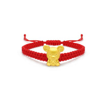 Lucky Rat Chinese Zodiac Sign Red Rope Bracelet (24K) front - Popular Jewelry - New York