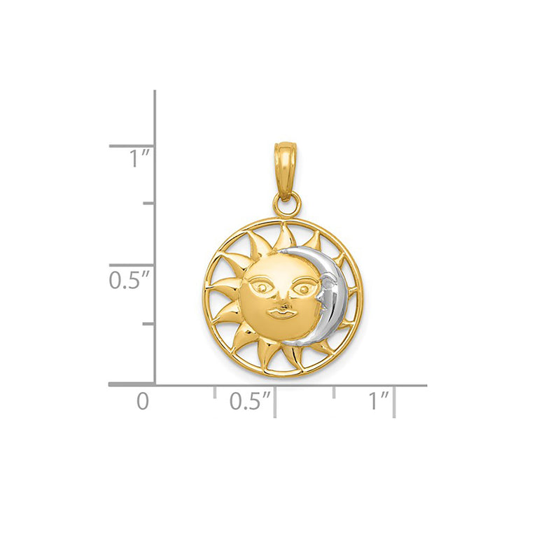 Two-Tone Crescent Moon Sun Pendant (14K) – Popular J