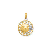 Two-Tone Crescent Moon & Sun Pendant (14K)
