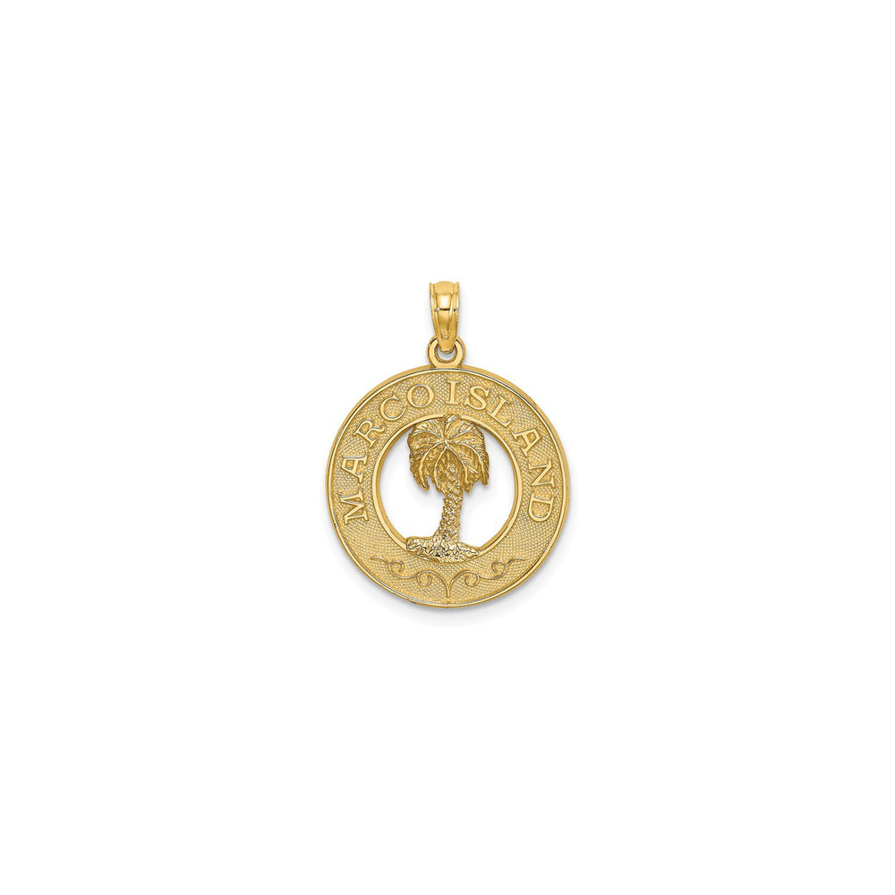 Plain Marco Island with Palm Tree Pendant (14K)