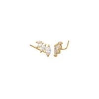 Cubic Zirconia Marquise Climber Stud Earrings (14K)