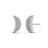 Diamond Crescent Moon Stud Earrings (14K)