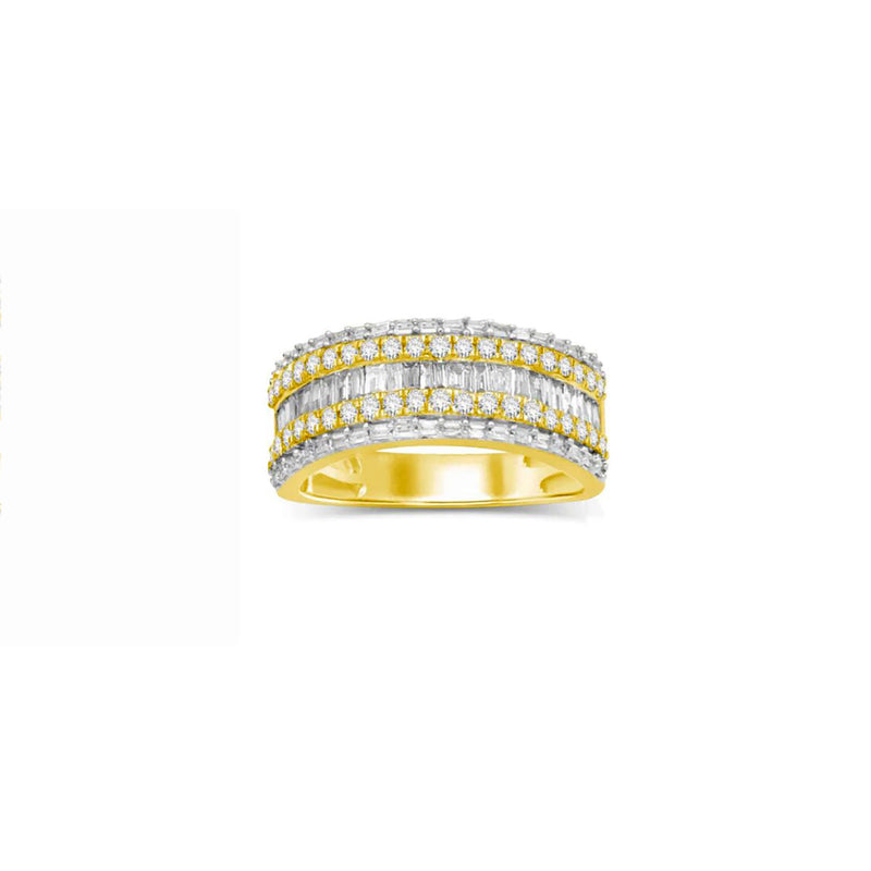 [9.0mm] Diamond Baguettes & Round Wedding Band Ring (14K)