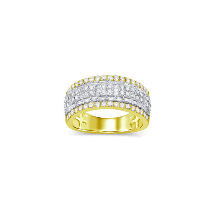 [10mm] Diamond Baguettes & Round Wedding Band Ring (14K)
