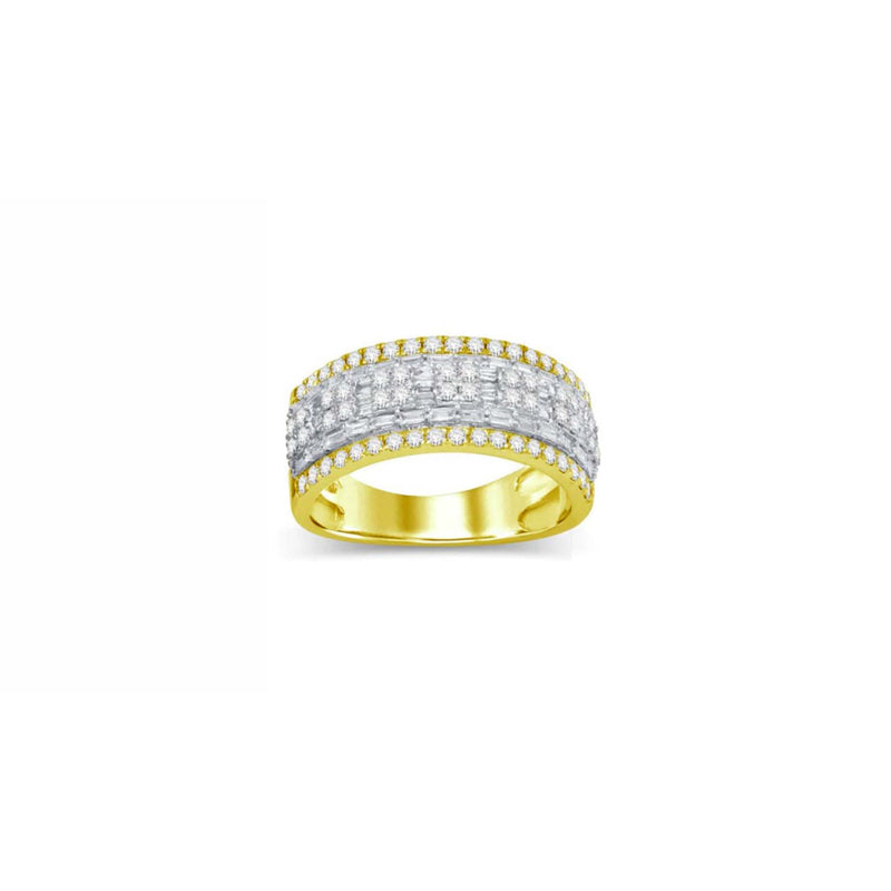 [8.5mm] Diamond Baguettes & Round Wedding Band Ring (14K)