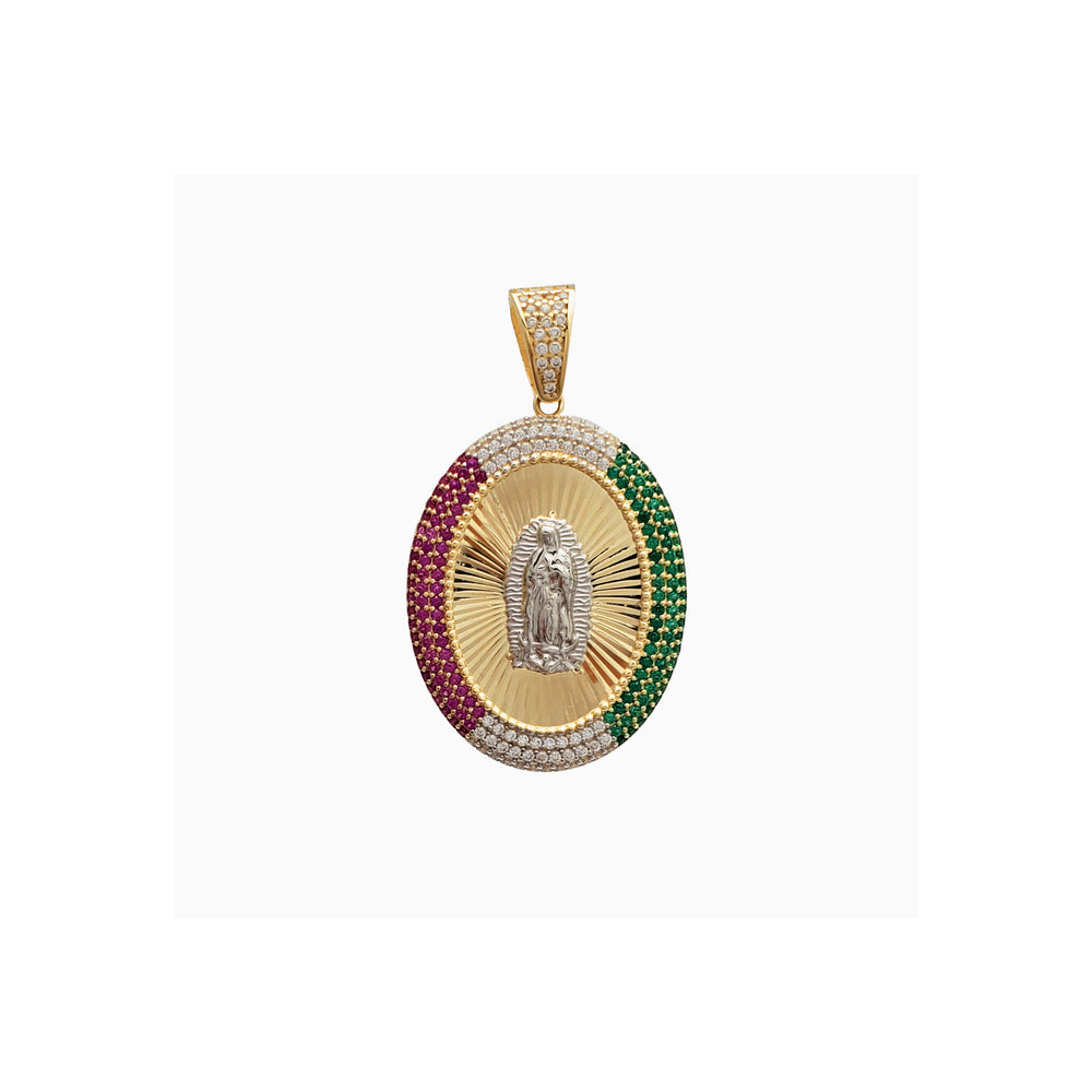 Pave Border Guadalupe Pendant (14K)