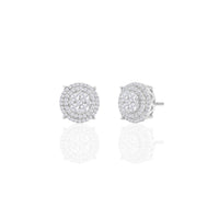 Diamond Cluster Round Stud Earrings (14K)