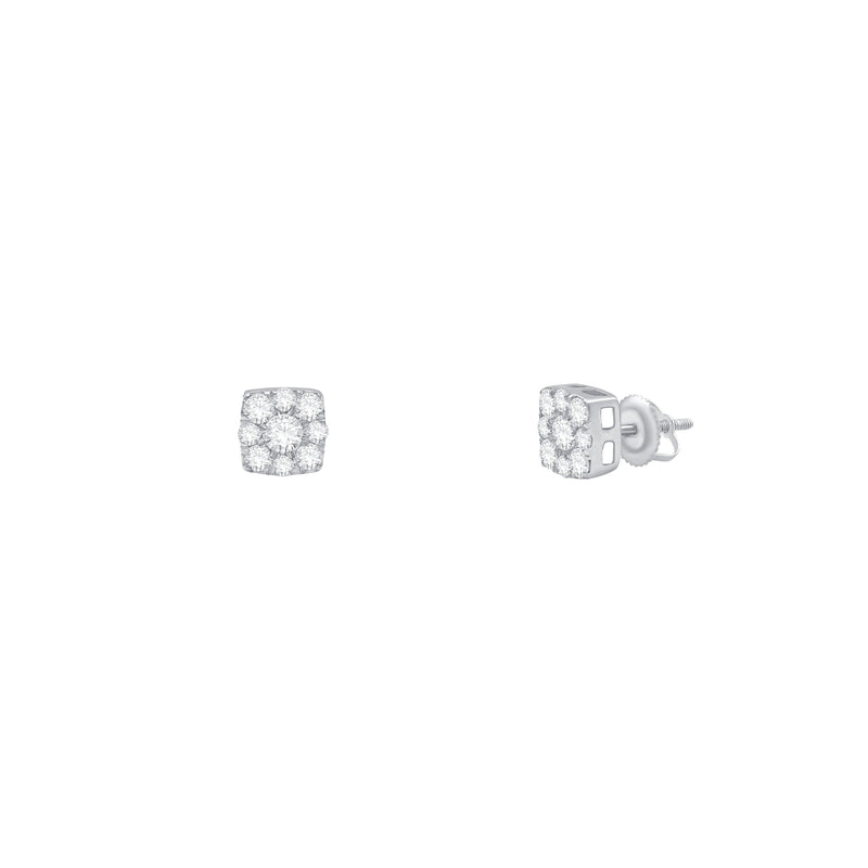 Diamond Cluster Square Stud Earrings (14K)