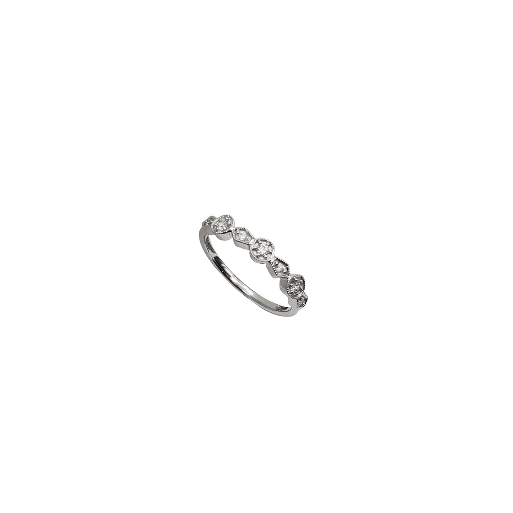 Cubic Zirconia Milgrain Wedding Band Ring (10K)