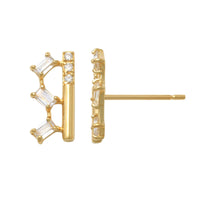 Zirconia Bar Stud Earrings (14K)