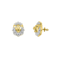 Diamond Lion Head Stud Earrings (14K)