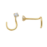 Single CZ Nose Screw Nostril Piercing (14K)