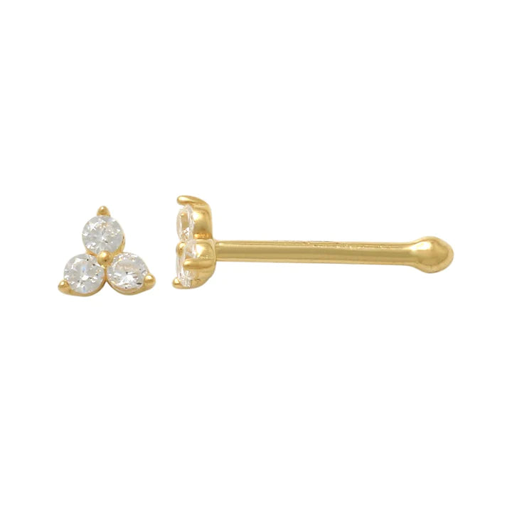 Trinity CZ Nose Bond Stud Piercing (14K)