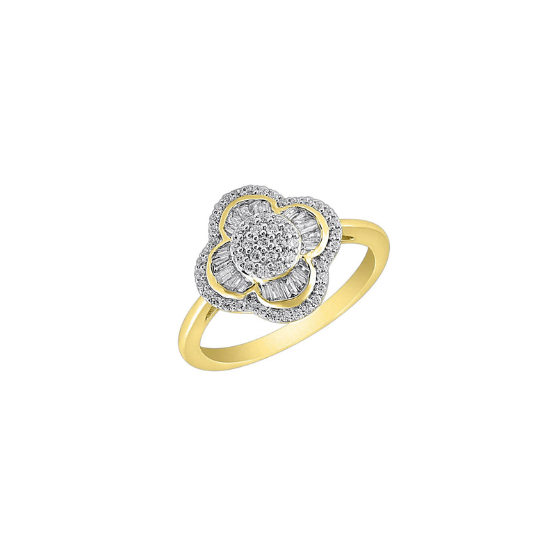 Diamond Two-Tone Four-Clover Engagement Ring (14K)