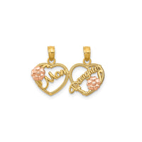Break Apart Double Heart "Mom & Daughter" Heart Pendant (14K)