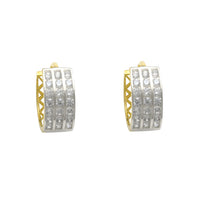 സിർക്കോണിയ 3-വരി ഹഗ്ഗി കമ്മലുകൾ (14K) Popular Jewelry ന്യൂയോർക്ക്