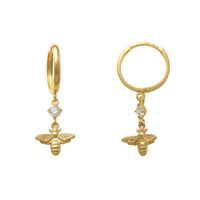 Zirconia Bee Drop Earrings (14K) Popular Jewelry New York
