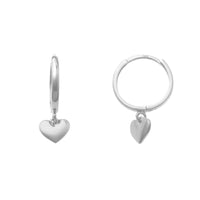 Heart Hanging Huggie Earrings (14K)
