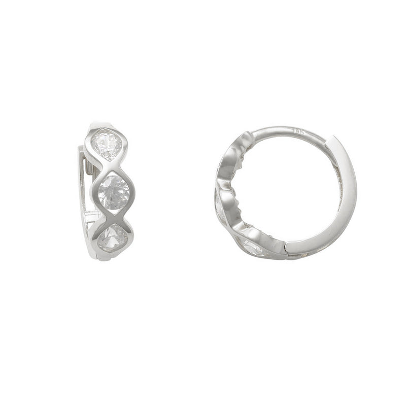 Zirconia Bezel Huggie Earrings (14K) Popular Jewelry New York