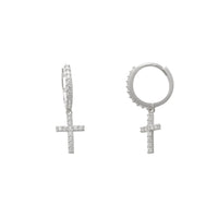 Zirconia Cross Huggie Earrings (14K) Popular Jewelry NY