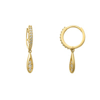 Zirconia Drop-Shape Huggie Earrings (14K) Popular Jewelry New York