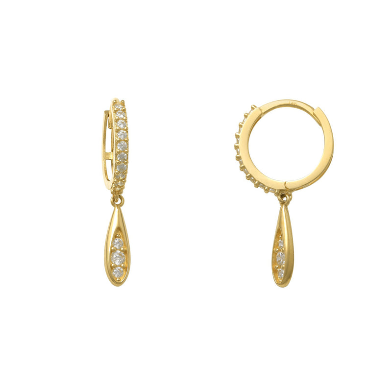 Zirconia Drop-Shape Huggie Earrings (14K) Popular Jewelry New York