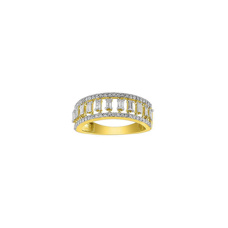 [7.0mm] Diamond Baguettes & Round Wedding Band Ring (14K)