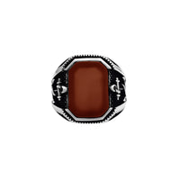 Mahogany Stone Color Antique-Finish Men's Ring (Silver) Popular Jewelry New York