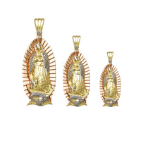 Tricolor Zirconia-Bail Virgin Mary Pendant (14K) Popular Jewelry New York