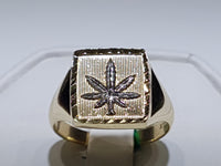 Marijuana Signet Ring 14K - Lucky Diamond 恆福珠寶金行 New York City 169 Canal Street 10013 Jewelry store Playboi Charlie Chinatown @luckydiamondny 2124311180