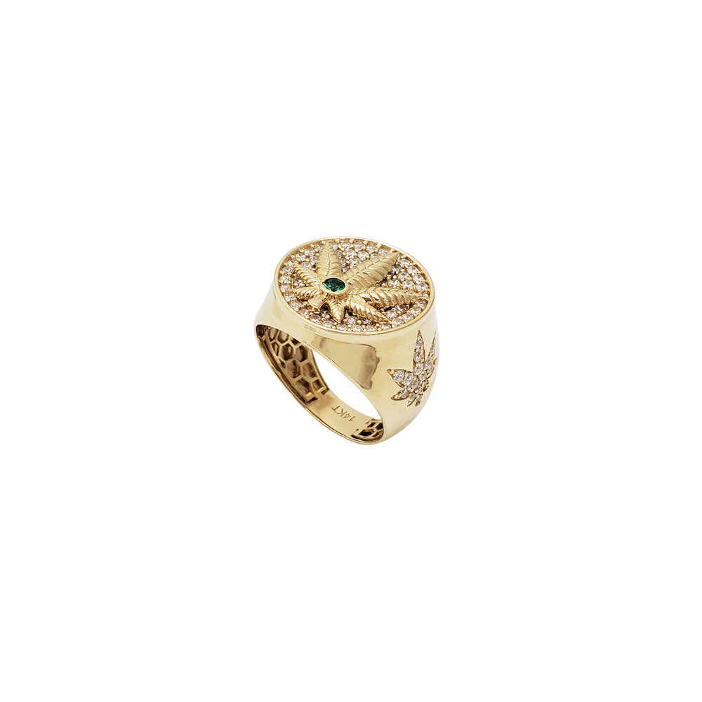 Marijuana Fancy CZ Ring (14K)