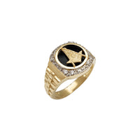 Masonu melnā oniksa prezidenta gredzens vīriešiem (14 K) Popular Jewelry NY
