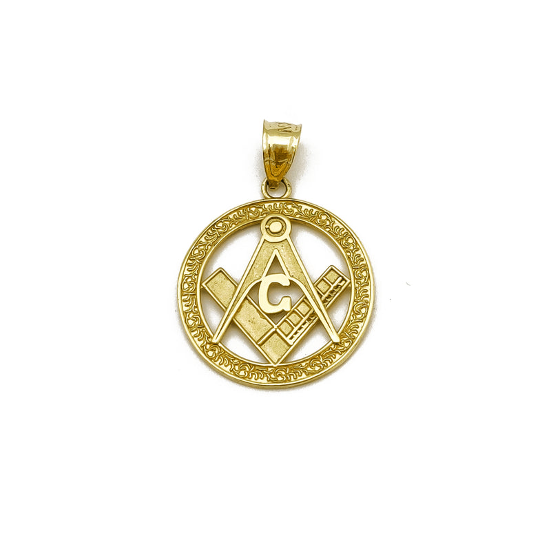 [Masonic] Compass & Square Mason Medallion Pendant (14K) Popular Jewelry New York