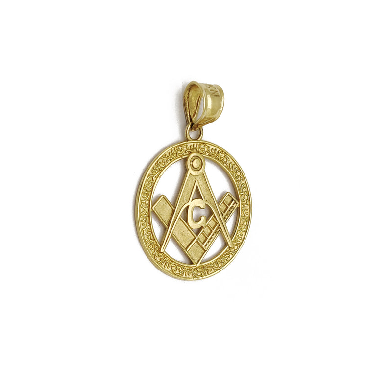 [Masonic] Compass & Square Mason Medallion Pendant (14K) Popular Jewelry New York
