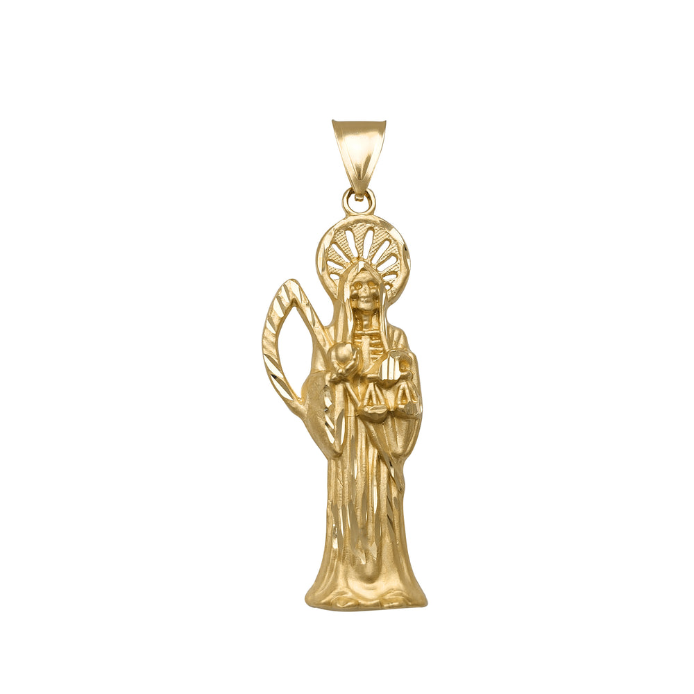 Matte & DC Textured Santa Muerte Pendant (14K) Popular Jewelry New York