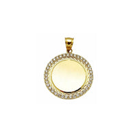 Memorial Picture Medallion Diamond Cut CZ Pendant (14K)