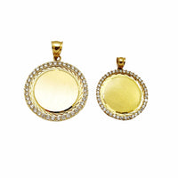 Memorial Picture Medallion Diamond Cut CZ Pendant (14K)