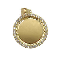 Memorial Picture Medallion Diamond Cut CZ Pendant (14K)