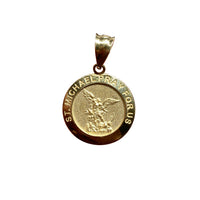 Saint Michael "Kpee ekpere maka anyị" Circular Medal Pendant (14K)