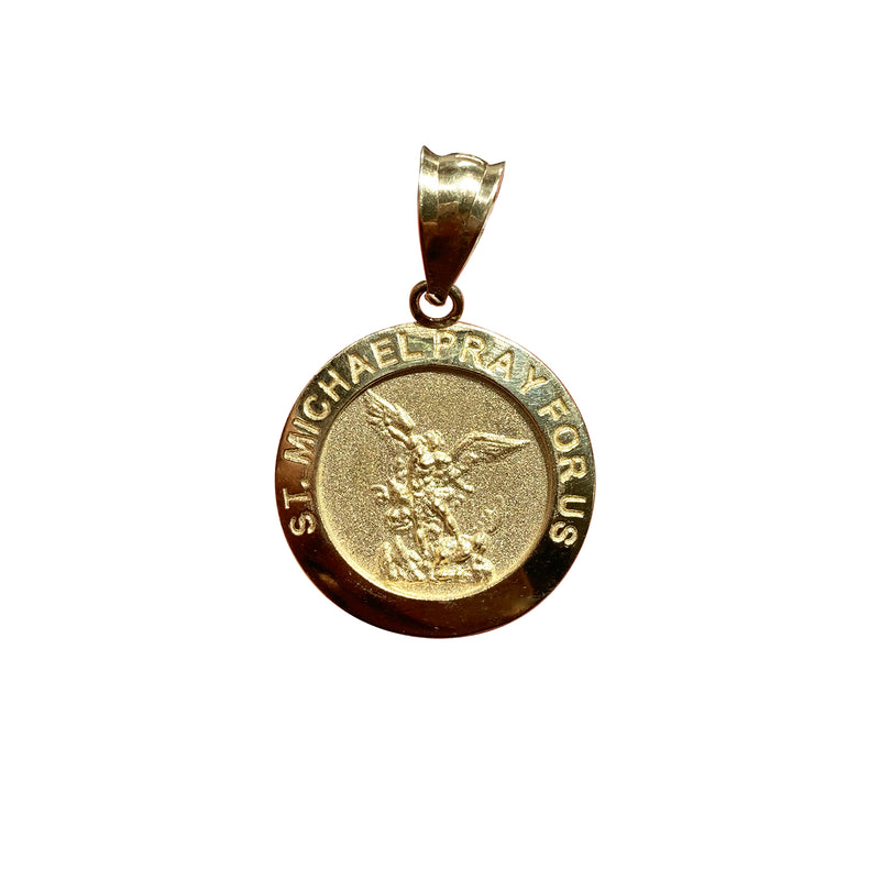 Saint Michael "Pray for Us" Circular Medal Pendant (14K)