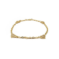 Micro Pave Heart Anklet (14K) 14 Karat Yellow Gold, Cubic Zirconia, Popular Jewelry New York
