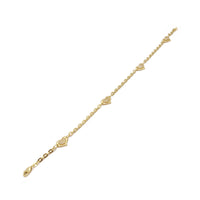 Micro Pave Heart Anklet (14K) 14 karat rumeno zlato, kubični cirkonij, Popular Jewelry NY