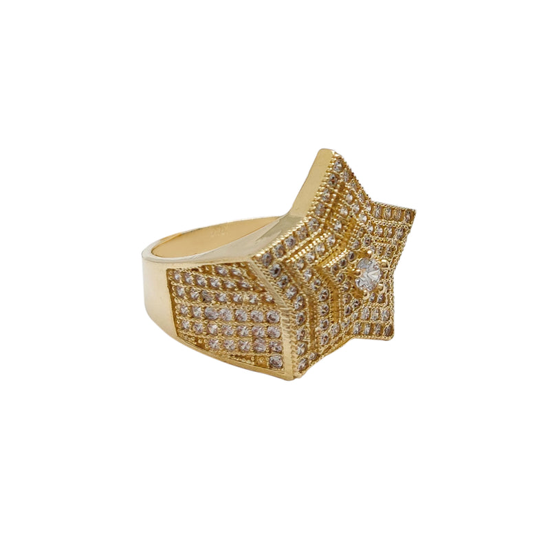Micropave Triple Star Ring (10K) Popular Jewelry New York