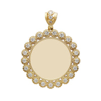 Grande tamanho Milgrain brotado moldura redonda medalhão pingente (14K) Popular Jewelry New York