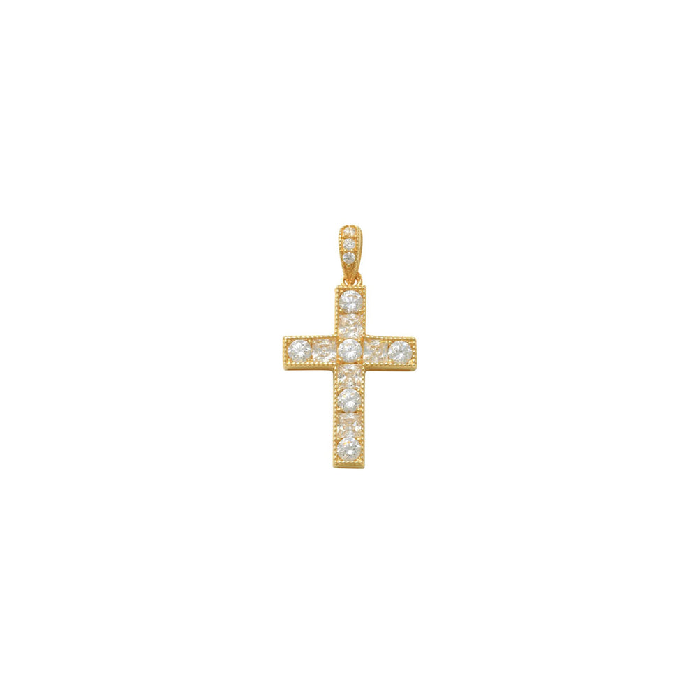 Zirconia Milgrain Cross Pendant (14K)