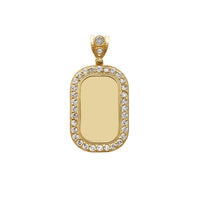 Milgrain Iced-Out Border Dog Tag Picture Pendant (14K) Popular Jewelry New York